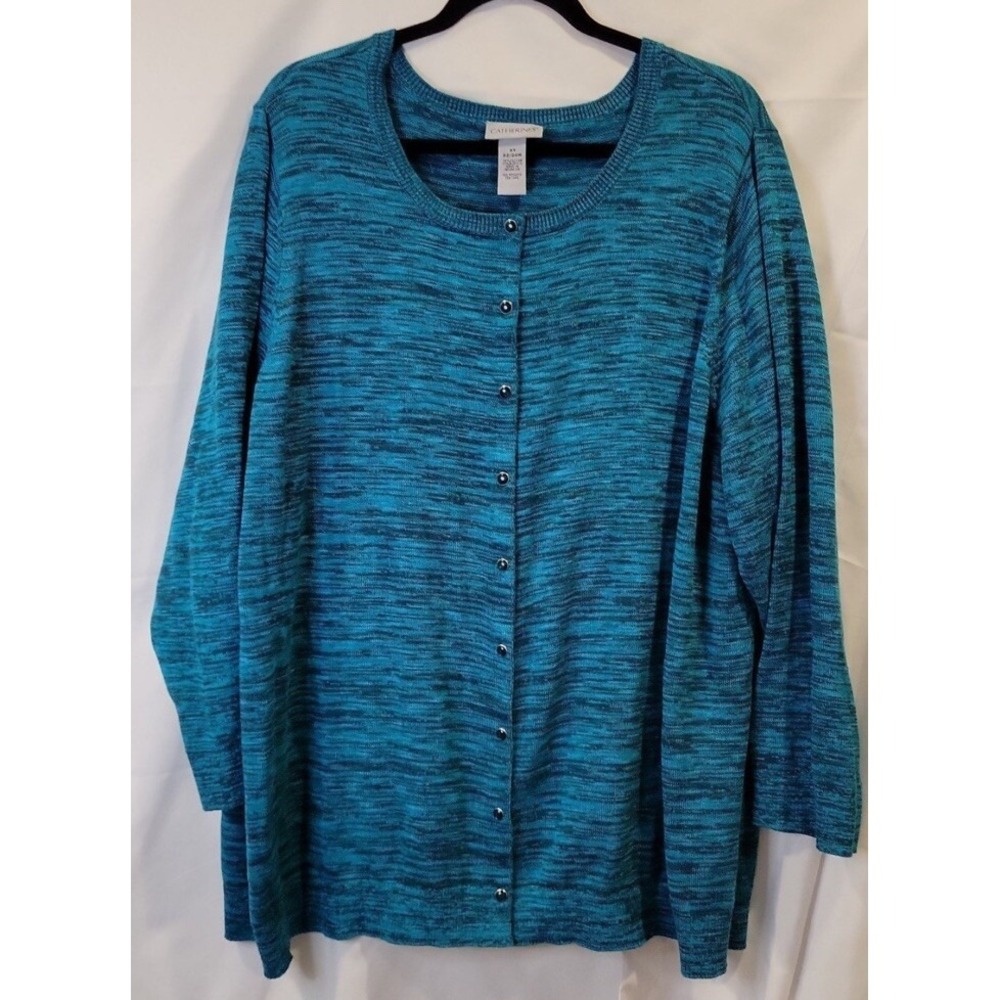 Catherines Women's Plus Size 2X 22/24W Cardigan Blue Button Up